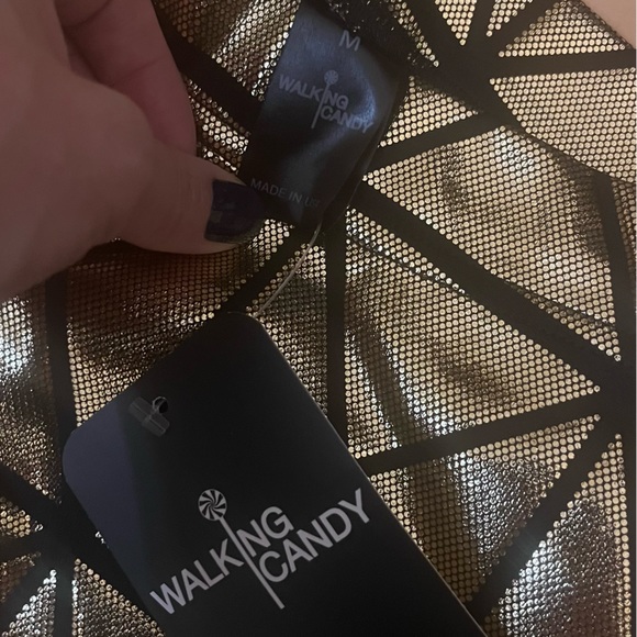 Gold foil printed disco pyramid legging - Picture 2 of 5